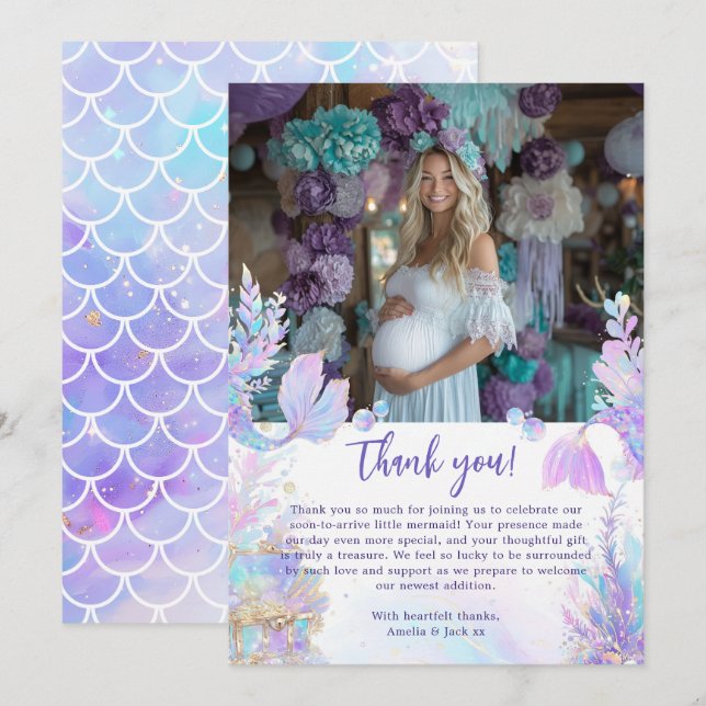 Carte de remerciements de Baby shower Pastel Littl (Devant / Derrière)