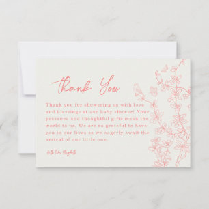 Carte de remerciements de Baby shower Peach Pink C