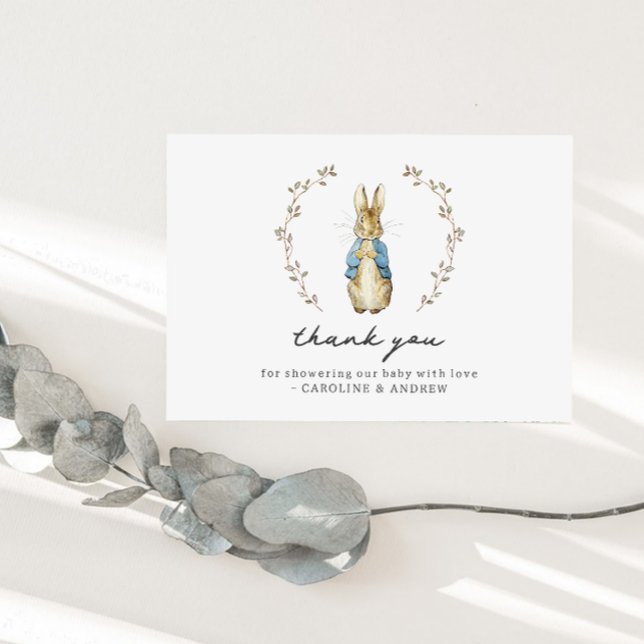 Carte de remerciements de Baby shower Peter Rabbit (Créateur téléchargé)