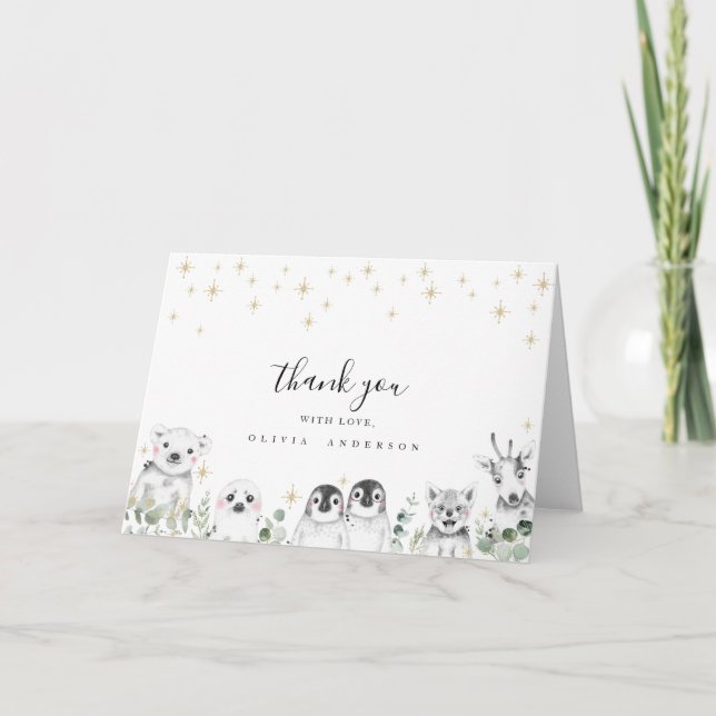 Carte de remerciements de baby shower pour animaux (Devant)