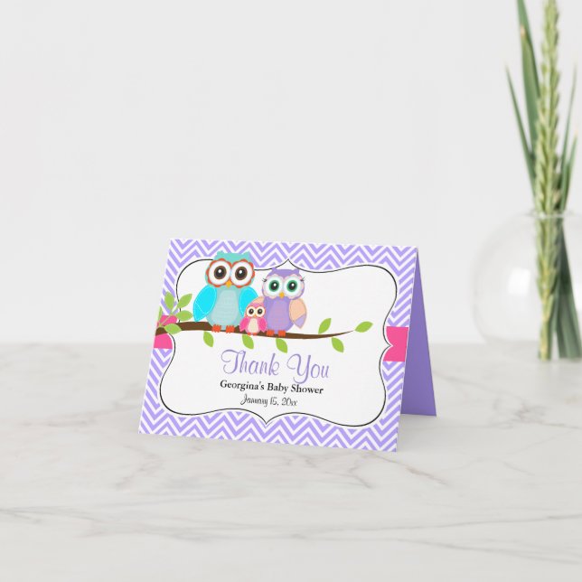 Carte de remerciements de Baby shower pour filles  (Devant)