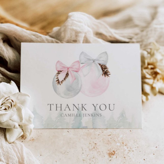 Carte de remerciements de Baby shower pour filles  (Christmas Girl Baby Shower Thank you card)