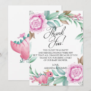 Carte de remerciements de Baby shower Princess Pin
