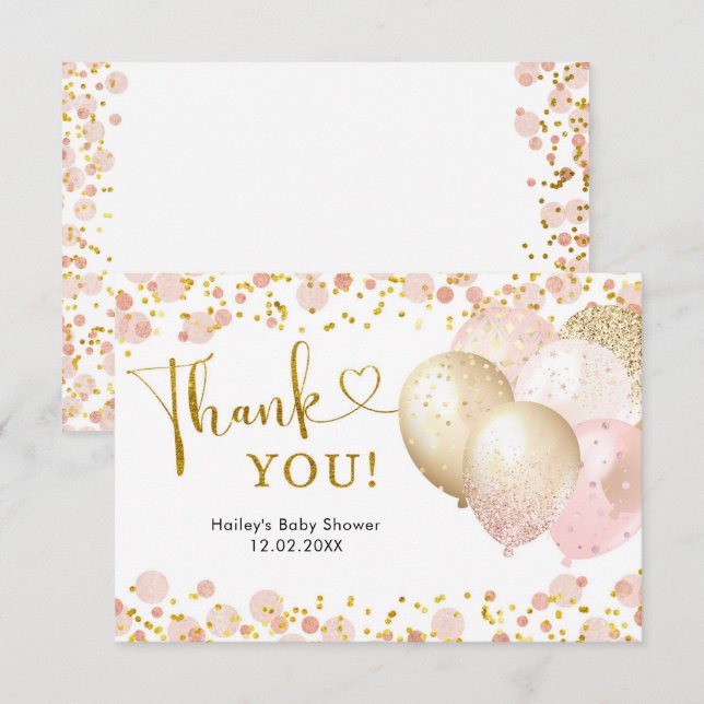 Carte de remerciements de Baby shower rose bleu ba (Devant / Derrière)