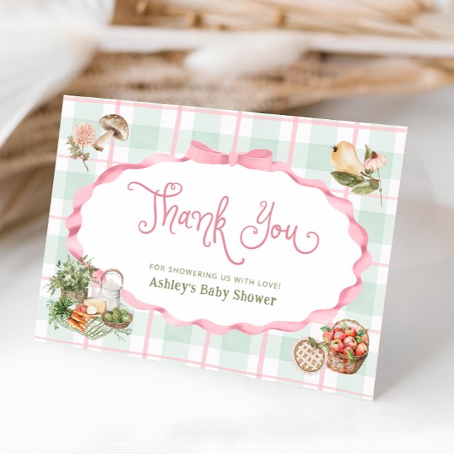 Carte de remerciements de Baby shower rose du marc (Créateur téléchargé)