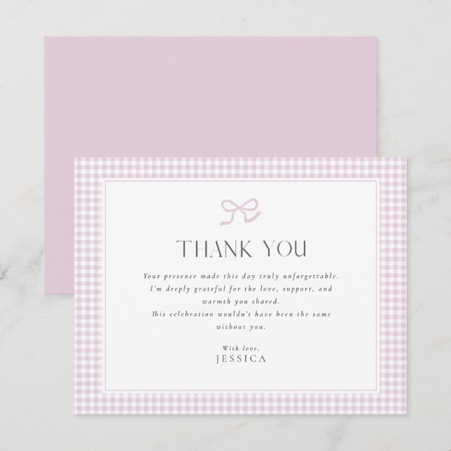 Carte de remerciements de Baby shower rose En vich (Devant / Derrière)