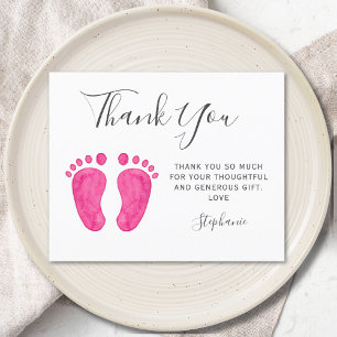 Carte de remerciements de Baby shower rose pour bé