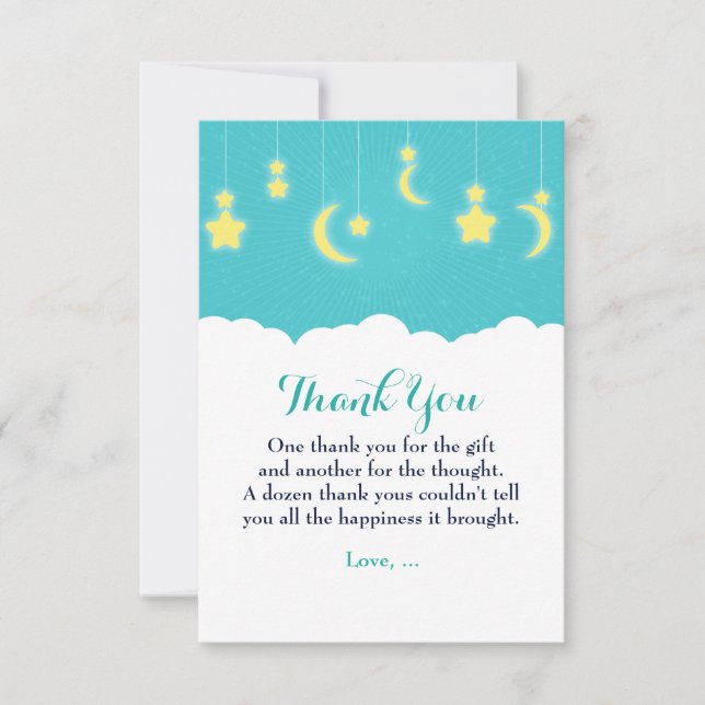 Carte de remerciements de Baby shower Stars Moon & (Devant)