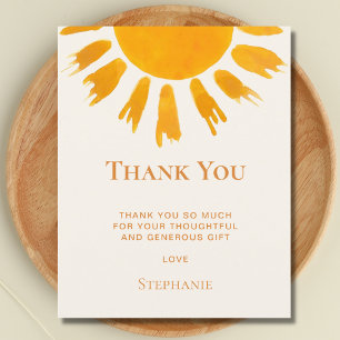 Carte de remerciements de Baby shower Sun Budget