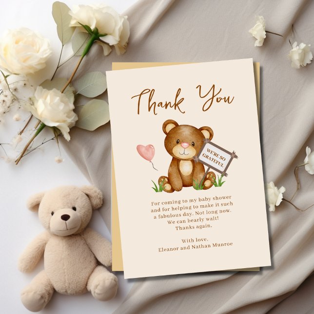 Carte de remerciements de Baby shower Teddy Bear (Créateur téléchargé)