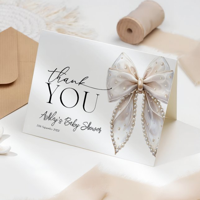 Carte de remerciements de Baby shower White Pearl  (Créateur téléchargé)