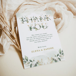 Carte de remerciements de Baby showers Feuilles en