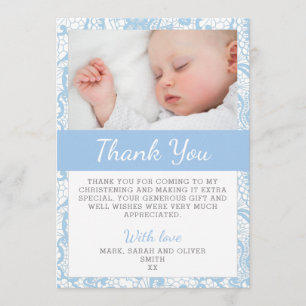 Carte de remerciements de baptême de bébé
