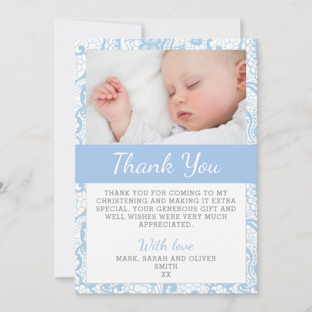 Carte de remerciements de baptême de bébé (Devant)