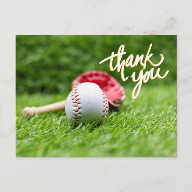 Carte de remerciements de baseball sur l'herbe ver (Devant)