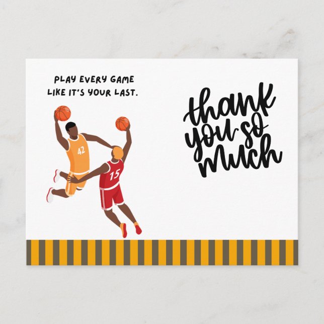 Carte de remerciements de basket-ball pour le joue (Devant)