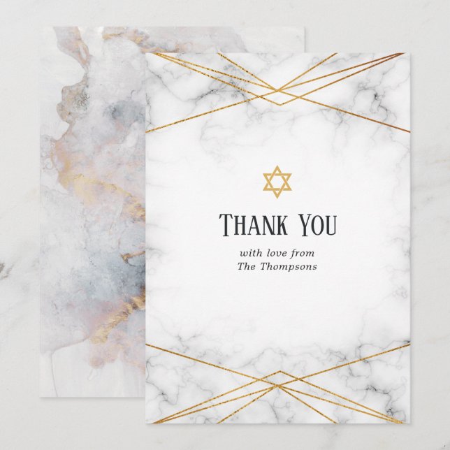 Carte de remerciements de Bat mitzvah géométrique  (Devant / Derrière)