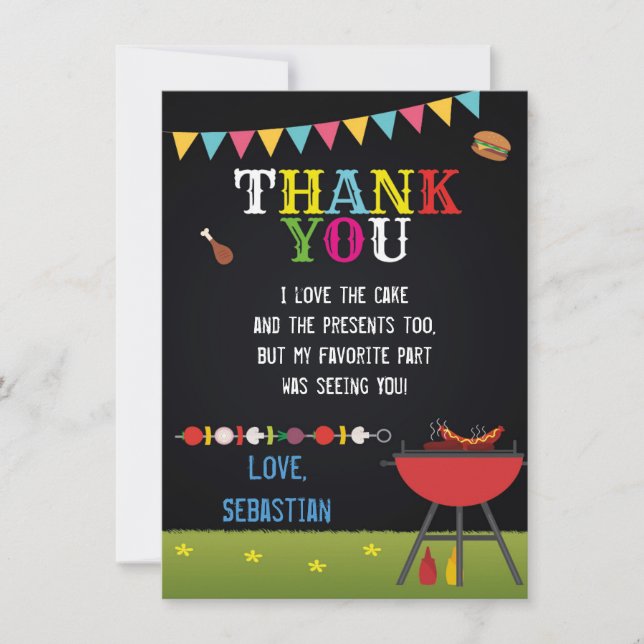 CARTE DE REMERCIEMENTS DE BBQ (Devant)