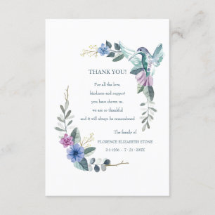 Carte de remerciements de Bereaved