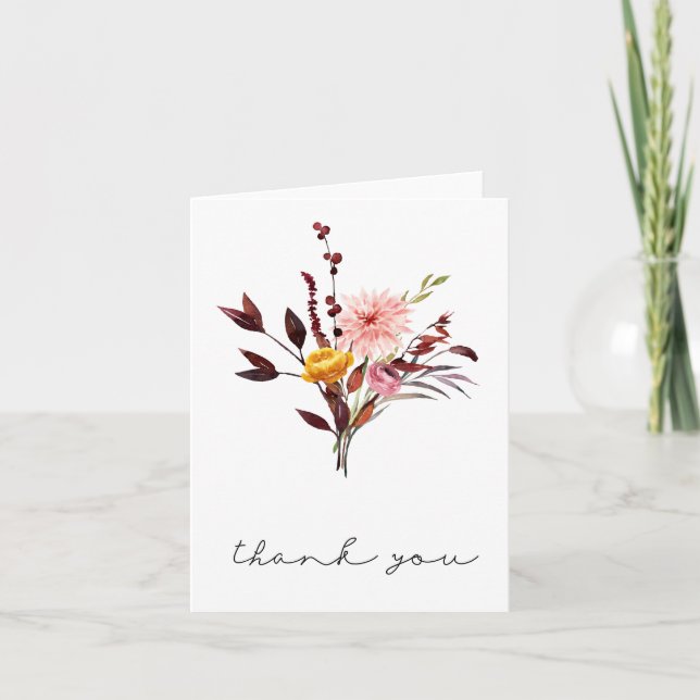 Carte de remerciements de bouquet floral d'automne (Devant)