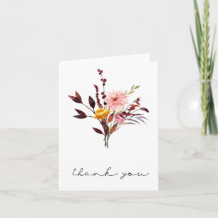 Carte de remerciements de bouquet floral d'automne