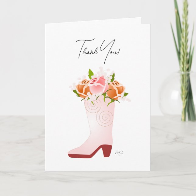 Carte de remerciements de bouquet rose (Devant)