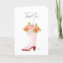 Carte de remerciements de bouquet rose