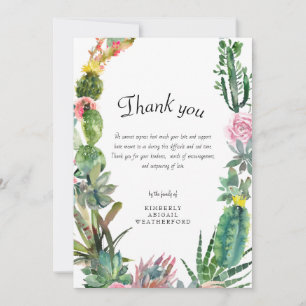 Carte de remerciements de cactus funéraires