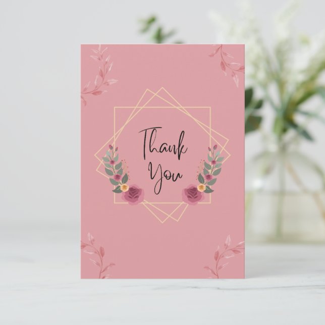 Carte de remerciements de cadre de fleurs (Debout devant)
