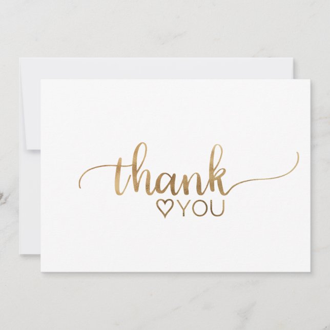 Carte de remerciements de calligraphie or simple (Devant)