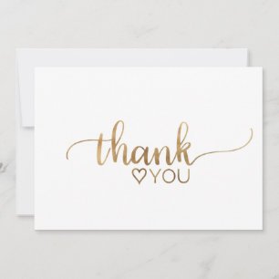 Carte de remerciements de calligraphie or simple
