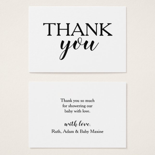 Carte de remerciements de calligraphie simple en n (Devant & derrière)