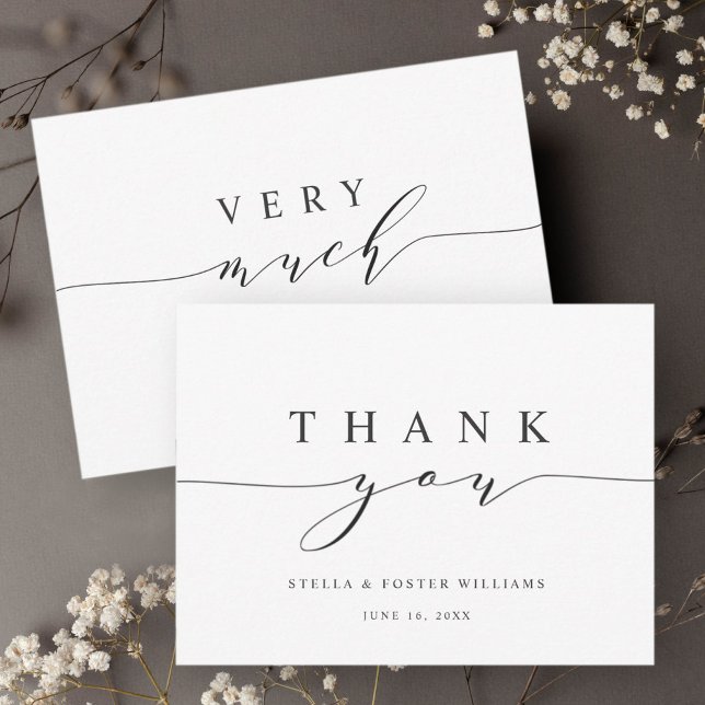 Carte de remerciements de calligraphie simple et é (Créateur téléchargé)