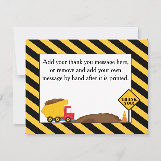 Carte de remerciements de camion à benne (Devant)