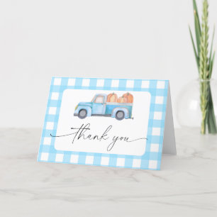 carte de remerciements de camion bleu citrouille