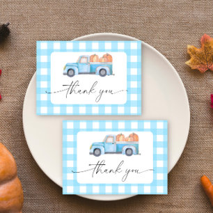 carte de remerciements de camion bleu citrouille