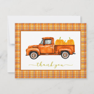 Carte de remerciements de camion Citrouille d'auto