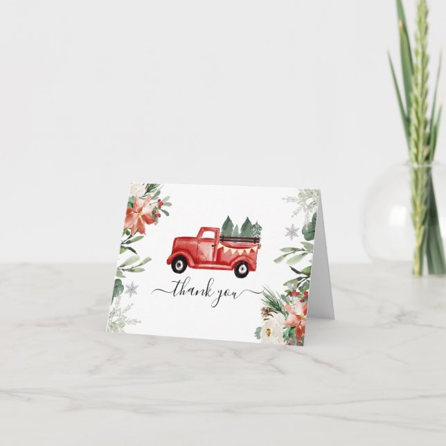 Carte de remerciements de camion de Noël d'hiver (Devant)