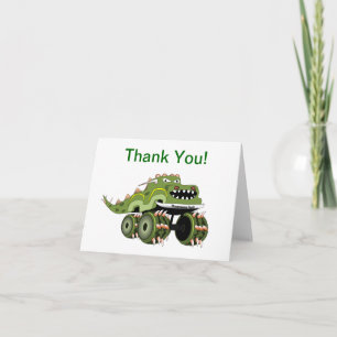 Carte de remerciements de camion Dinosaur Monster