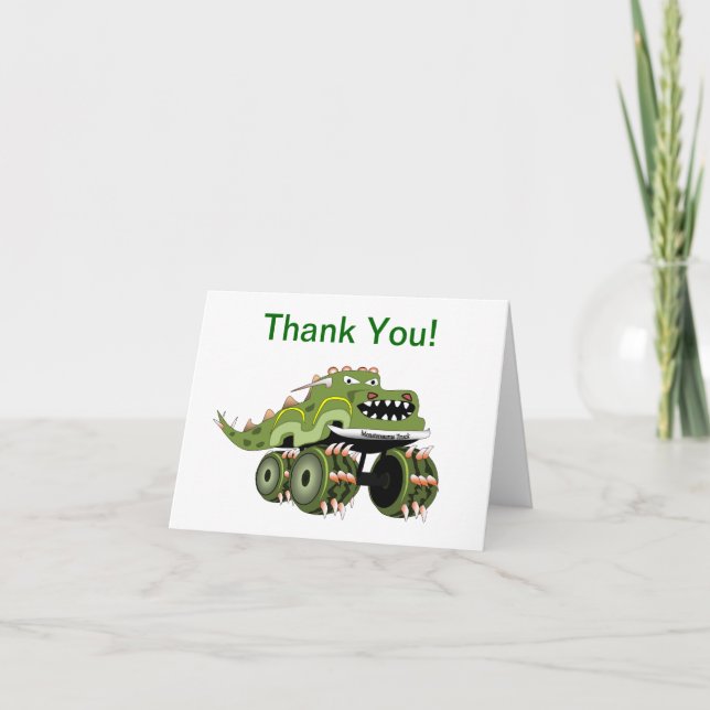 Carte de remerciements de camion Dinosaur Monster (Devant)