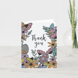 Carte de remerciements de champignons et de fleurs