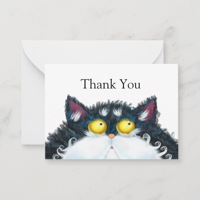 Carte de remerciements de chat Yellow Eyes (Devant)