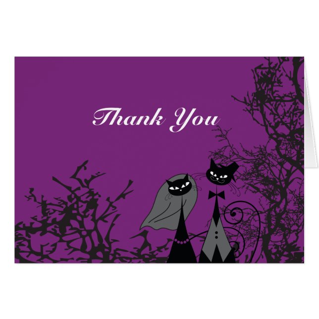 Carte de remerciements de chats d'Halloween violet (Devant Horizontal)