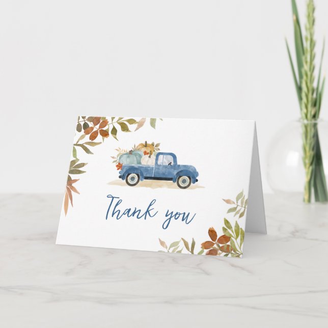 Carte de remerciements de Citrouille Blue Truck Fa (Devant)