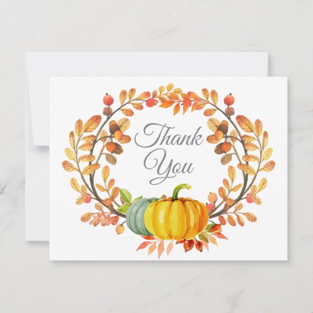 Carte de remerciements de citrouille d'automne (Devant)