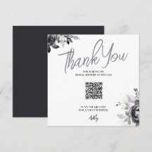 Carte de remerciements de code QR floral noir