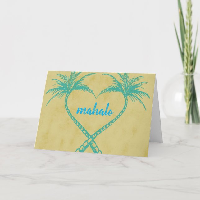 Carte de remerciements de coeur des palmiers "Maha (Devant)
