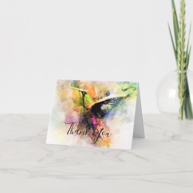 Carte de remerciements de colibri d'aquarelle (Devant)