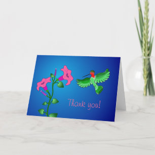 Carte de remerciements de colibri et de pétunias