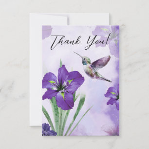 Carte de remerciements de colibri Iris violet